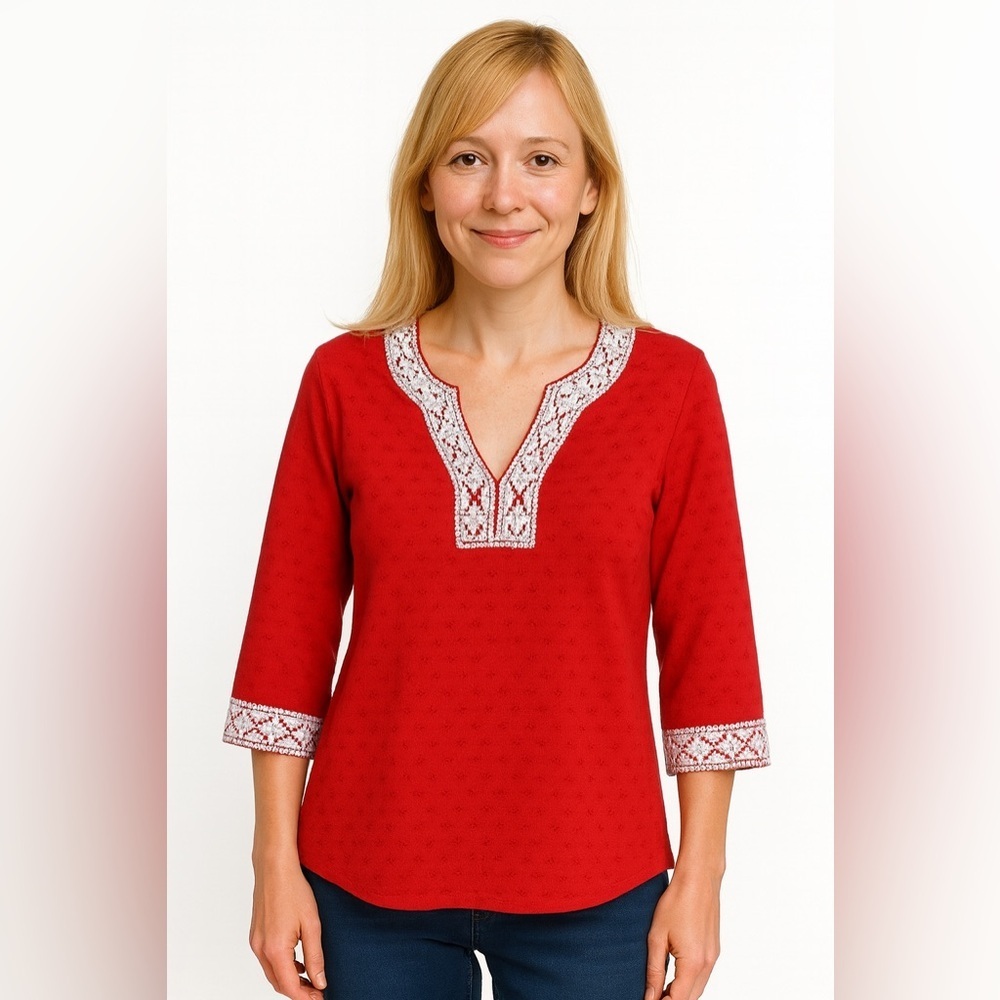 Coral Bay Red Top with White Detail